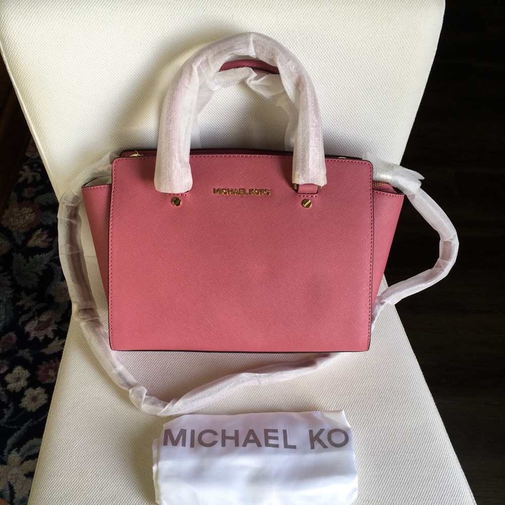 NWT Michael Kors Medium Selma Leather Satchel Tulip